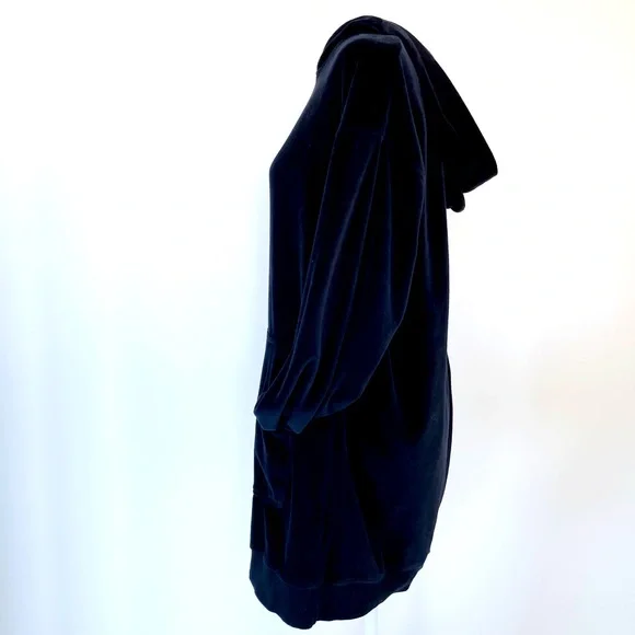 Brunette The Label Velour Black Tunic Dress Hoodie - Picture 5 of 9